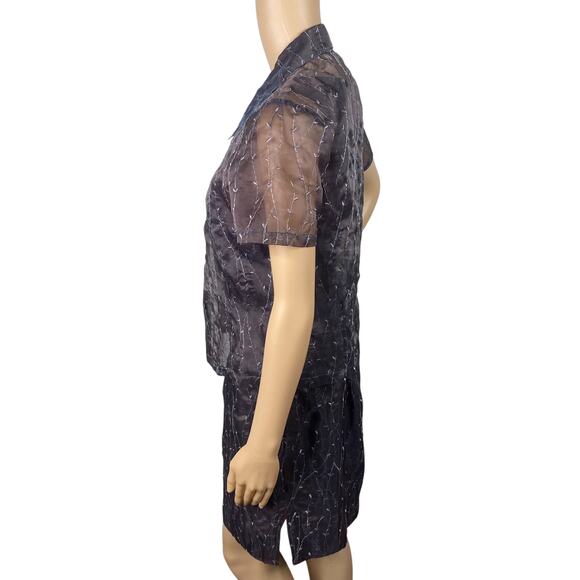 Vtg 90s Insense NY Gray Mauve Phoebe Buffay Embroidered Top + Dress Set SZ 4 - Picture 7 of 12